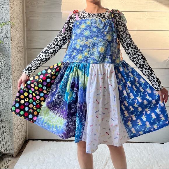 Arcade Dress | Vincent van Gogh Starry Night | Handmade Quilted Dress SKU 05115 - Picture 1 of 16